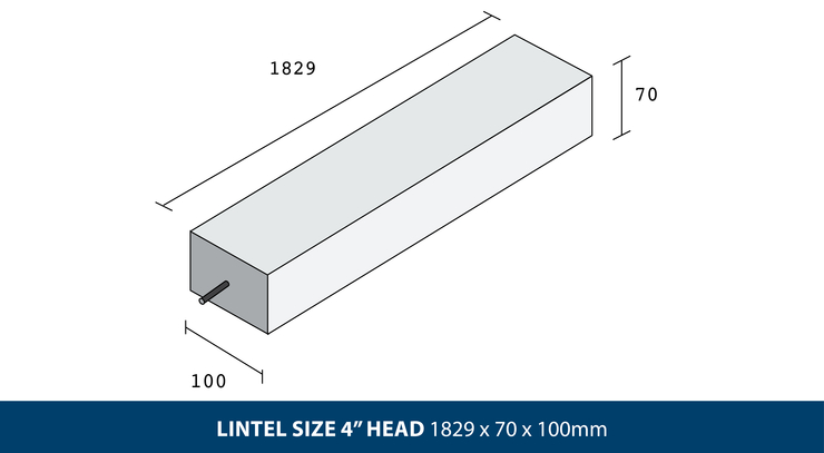 LINTEL SIZE 4" HEAD 1829 x 70 x 100mm