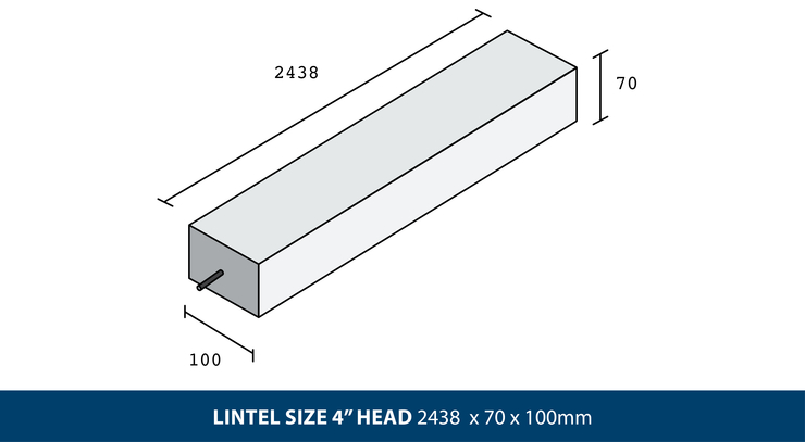 LINTEL SIZE 4" HEAD 2438 × 70 x 100mm