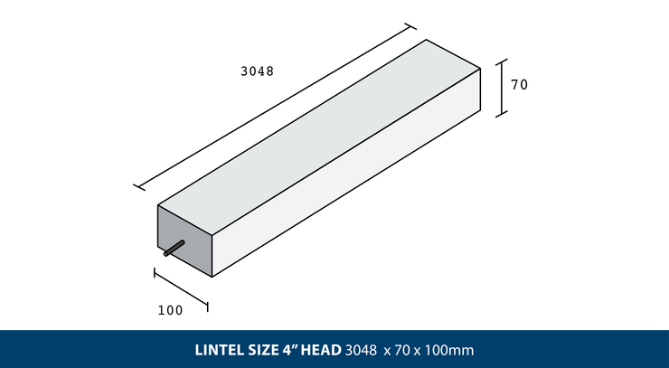 LINTEL SIZE 4' HEAD 3048 × 70 x 100mm