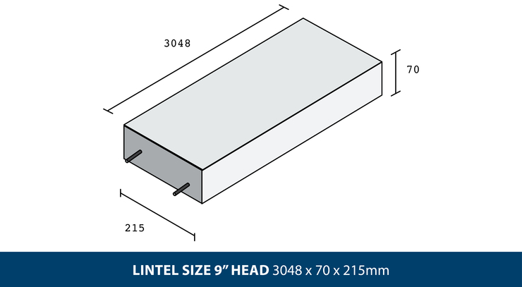 LINTEL SIZE 9" HEAD 3048 × 70 x 215mm