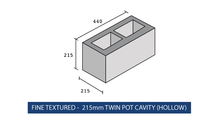 FINE TEXTURED - 215mm TWIN POT CAVITY (HOLLOW)