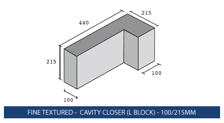 FINE TEXTURED - CAVITY CLOSER (L BLOCK) - 100/215MM