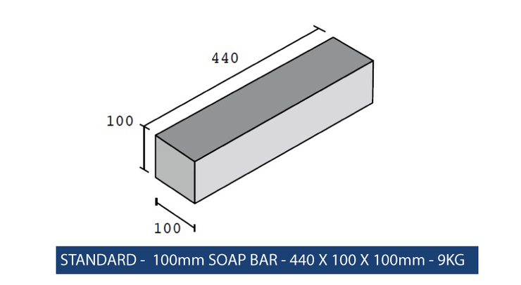STANDARD - 100mm SOAP BAR - 440 X 100 X 100mm - 9KG