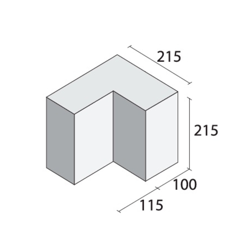 100mm Half Quoin 215 x 215 x 100 x 115mm Internal concrete blocks