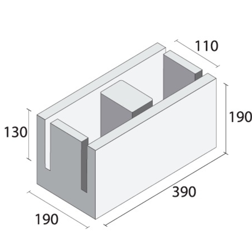 190mm BOND BEAM 110x190x390x190x130mm