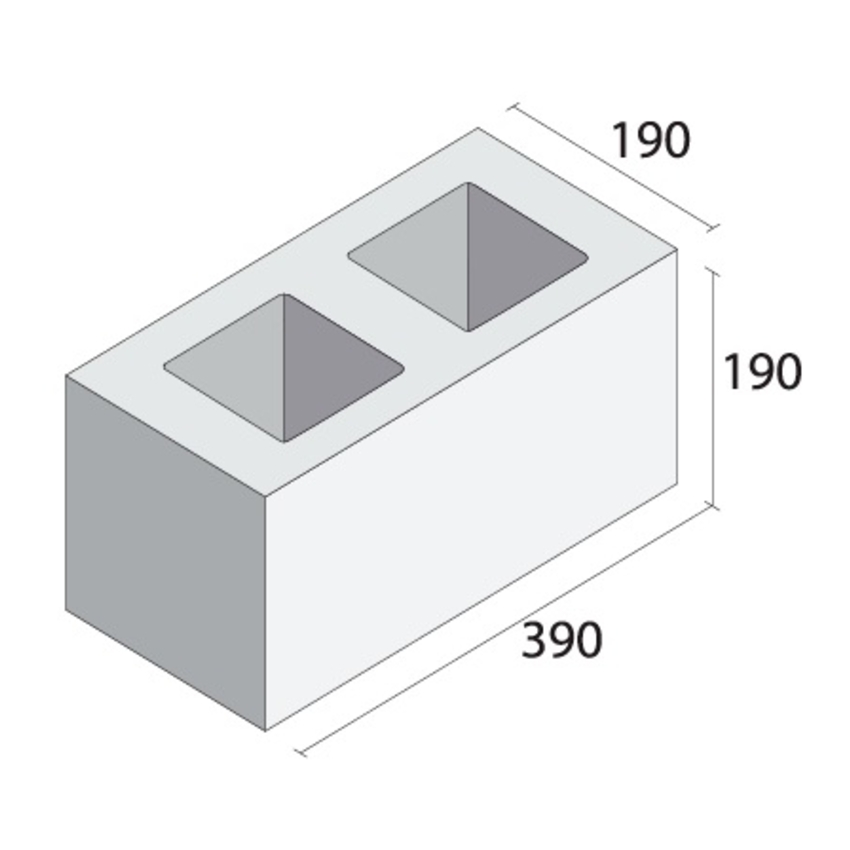 190mm Cavity Block 190 x 190 x 390mm