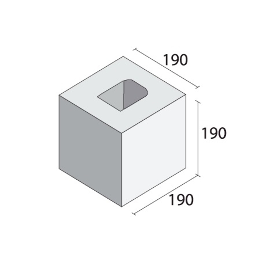 190mm Special Performance half block 190 x 190 x 190mm Internal concrete blocks