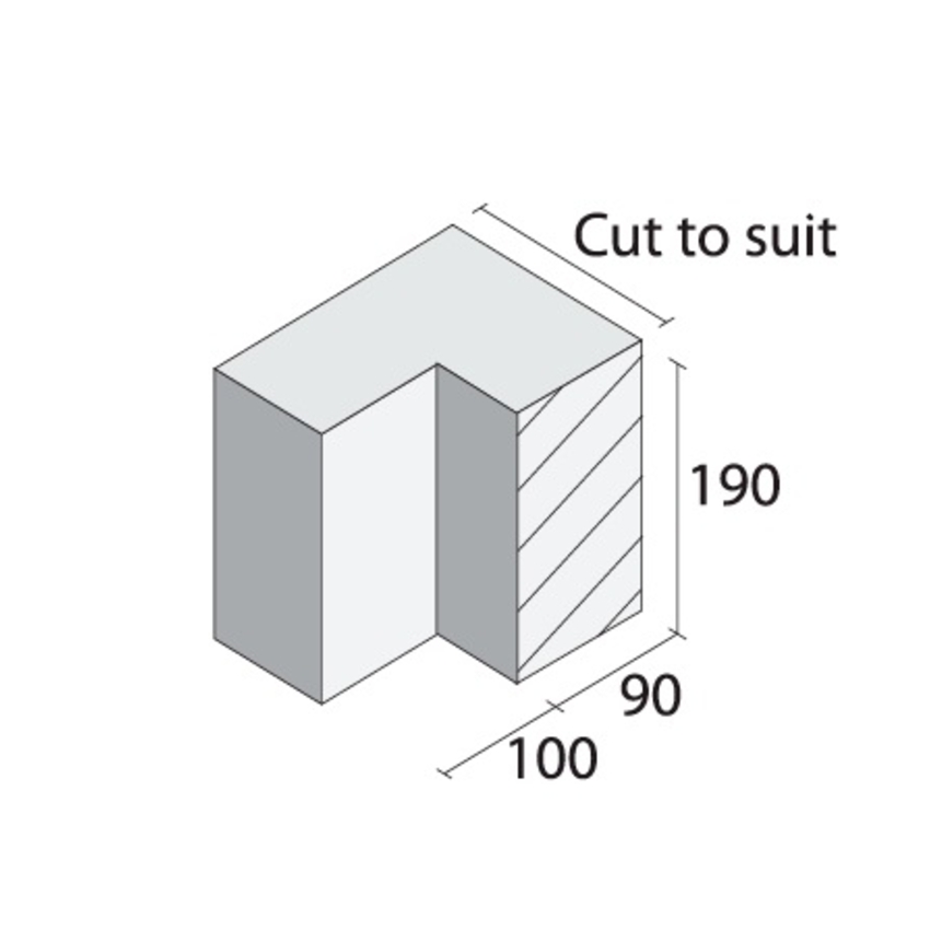90mm Half Cavity Closer cut to suit x190 x 90 x 100mm Internal concrete blocks