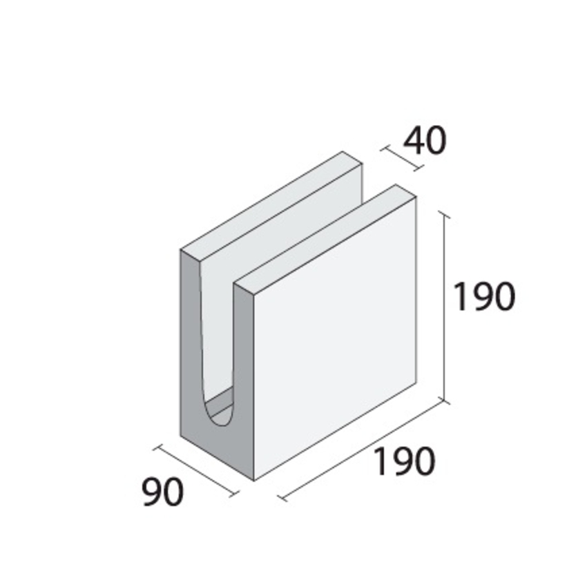90mm Lintel 40 x 190 x 190 x 90mm Internal concrete blocks