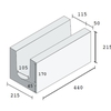 Standard block U-Block 440 x 215 x 215mm 22KG - concrete blocks